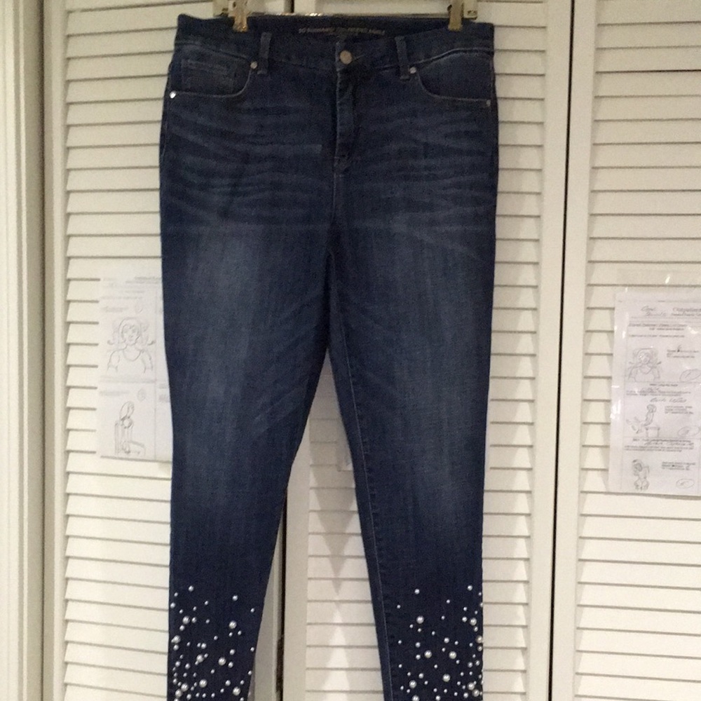 Chico’s So Slimming Ankle Jeans with pearls